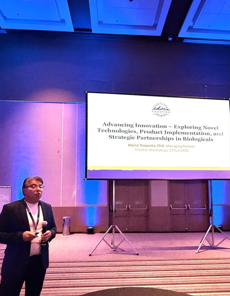 Marco Toapanta, Ph.D., opening the Advancing Innovation workshop at Biocontrol & Biostimulants LATAM 2026 in Campinas, Brazil